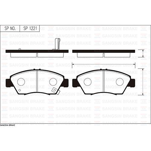 SANGSIN ÖN FREN BALATA BÜYÜK TİP HONDA CIVIC 1.6L B16A2 VTEC 16V 160HP EK 96-98 / 1.4L D14 3 KAPI - H/B ES 01-05 KALINLIK : 16.00 MM (45022S5AE50)