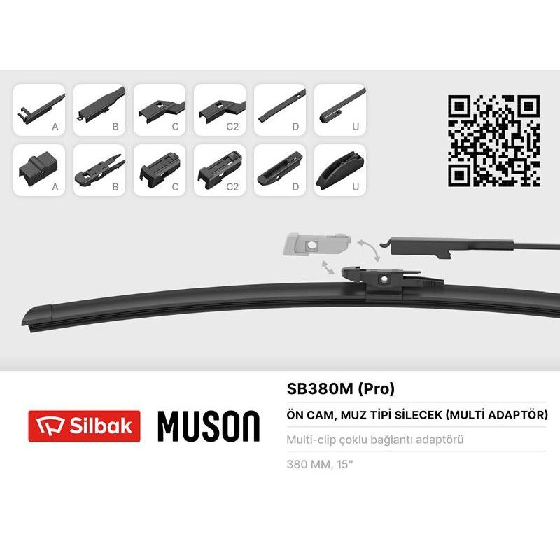 SILBAK SİLECEK SÜPÜRGESİ MUZ TİPİ GRAFİTLİ 380MM 6 APARATLI (2T1A17402BB)