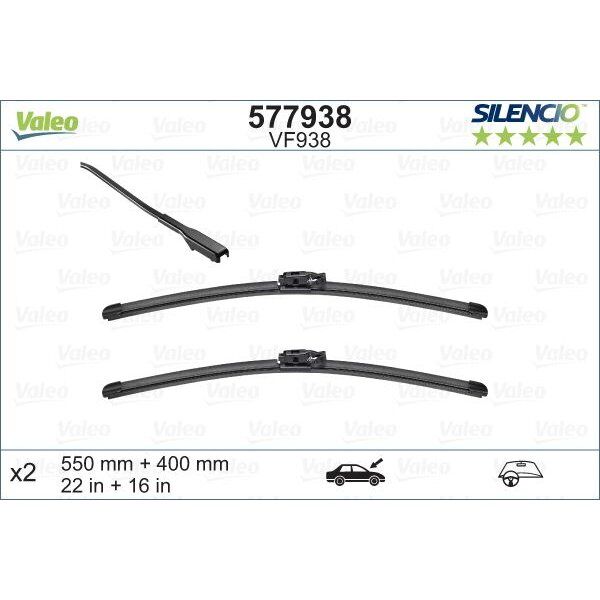 VALEO SİLENCİO VF938 X2 550 400MM ÖN LODGY-DOKKER SİLENCİO X-TRM FLAT BLADE MUZ TİPİ SİLECEK BİNEK (GEN2V6577938BEK)