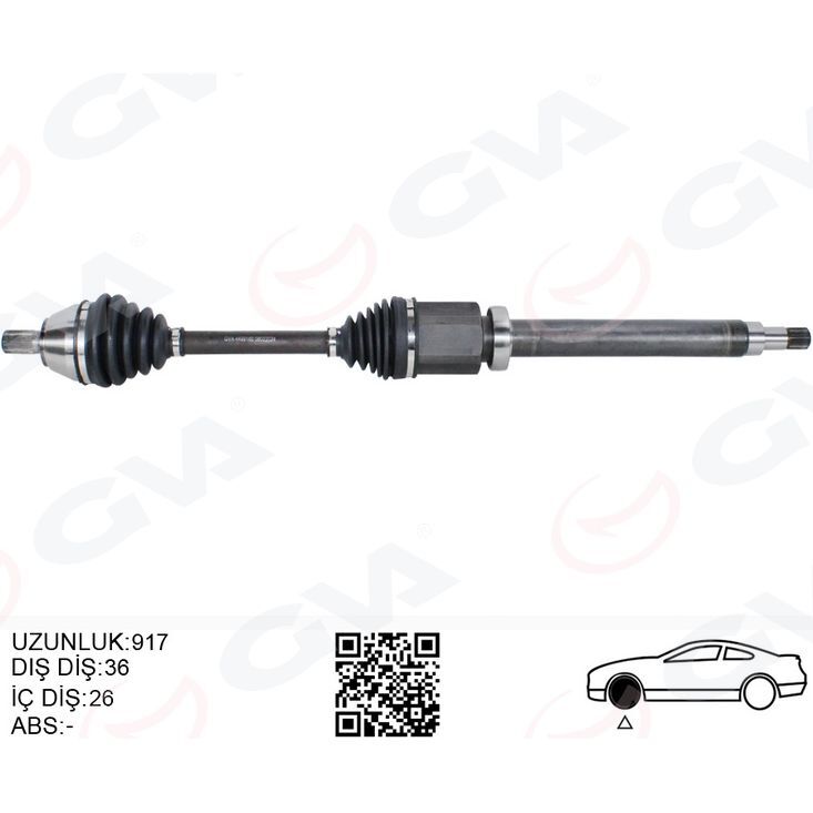 GVA ÖN AKS KOMPLE SAG VOLVO S40 VOLVO II 1.6 D2 10>12 V50 1.6 D2 10>12 C30 1.6 D2 10>12 D 4162 T (36002144)