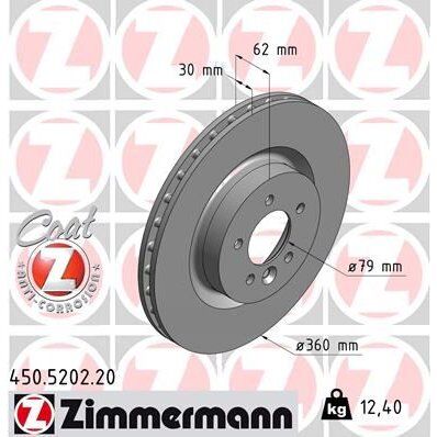ZIMMERMANN FREN DISKI ON LAND ROVER DISCOVERY L319 L462 RANGE ROVER L405 L320 L494 (LR038934)