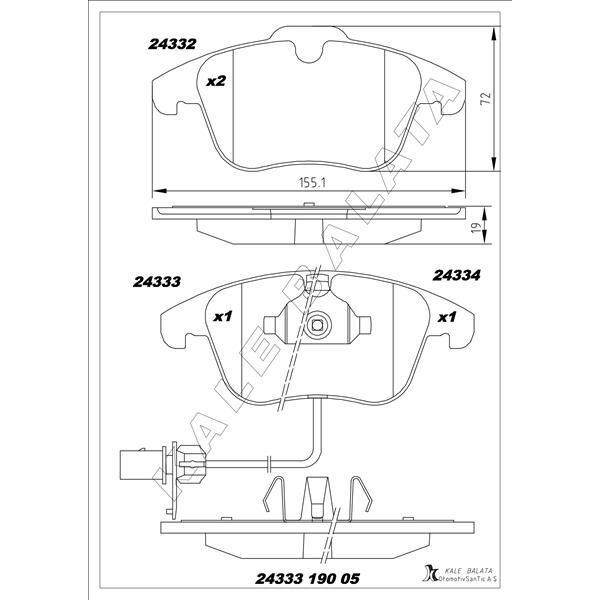 KALE BALATA ÖN FREN BALATASI TIGUAN-Q3 2007 > (5N0698151)