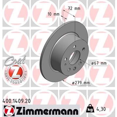 ZIMMERMANN FREN DISKI ARKA MERCEDES W115 C123 S123 W116 W126 W123 (A1264230012)
