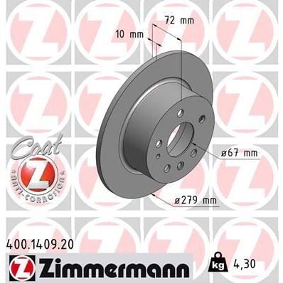 ZIMMERMANN FREN DISKI ARKA MERCEDES W115 C123 S123 W116 W126 W123 (A1264230012)