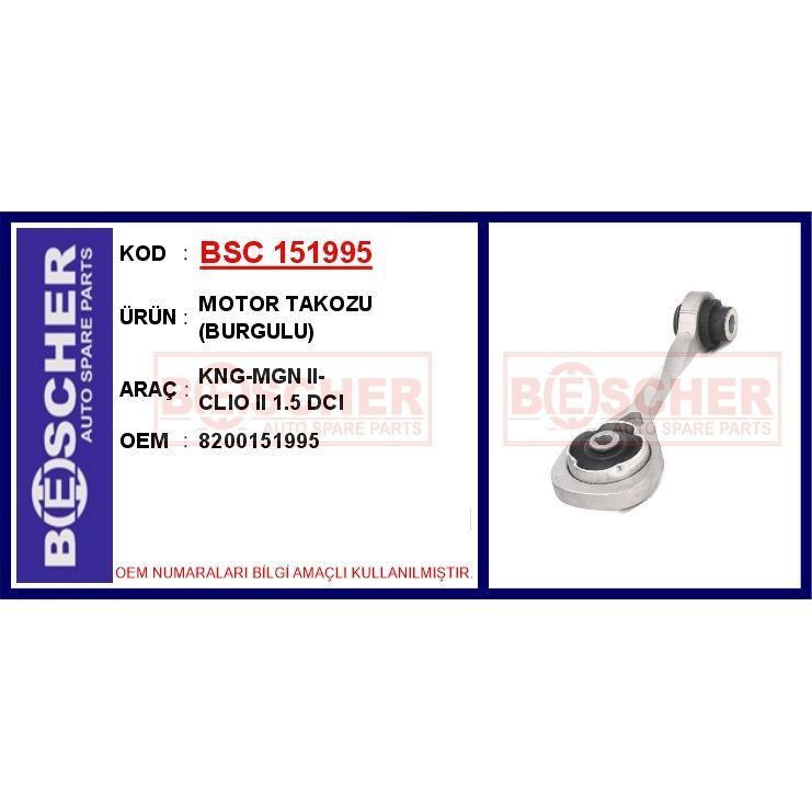 BESCHER MOTOR TAKOZU BURGULU KNG-MGN II-CLIO II 1.5 DCI (8200151995)