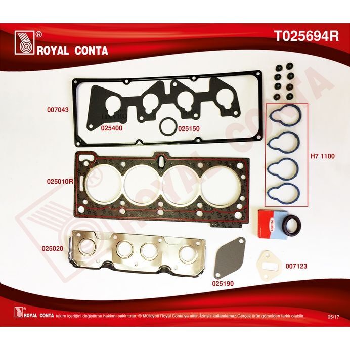 ROYAL MOTOR ÜST CONTA TK. MEGANE I 96 CLIO II 98 KANGOO 97 CLIO SYMBOL I 00 1.4 K7J 1.6 K7M (7701468710)