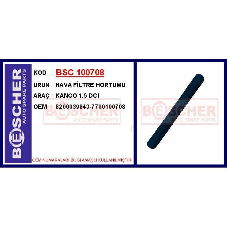 BESCHER HAVA FİLTRE HORTUMU KANGO 1.5 DCI (7700100708)
