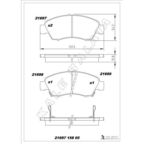 KALE BALATA ÖN FREN BALATA KÜÇÜK TİP HONDA CIVIC 1.6L D16 SI ENJEKSIYONLU 92-95 1.4L D14A EURO 96-00 / JAZZ 1.4L L13A GD 02-08 (45022SAAE51)