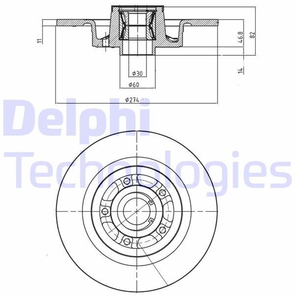 DELPHI ARKA FREN AYNASI RENAULT LAGUNA II 01 07 SCENIC II 05 08 274X11X5D (7701472838)