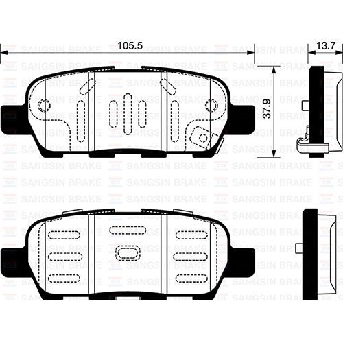 SANGSIN ARKA FREN BALATA NISSAN QASHQAI 1.6L 2.0L HR16 HR20 J10 06-10 / JUKE 1.5L DCI F15 10- 1.6L HR16DE F15 10- / MURANO 3.5L Z51 DCI 08- / X-TRAIL 2.0L M9R MR20DE T31 07-13 (44060AL585)
