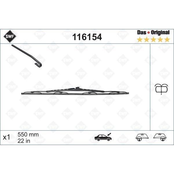VALEO SILECEK SUPURGESI ON SAG 550MM MERCEDES VITO W638 97 03 SWF (A6388201045)