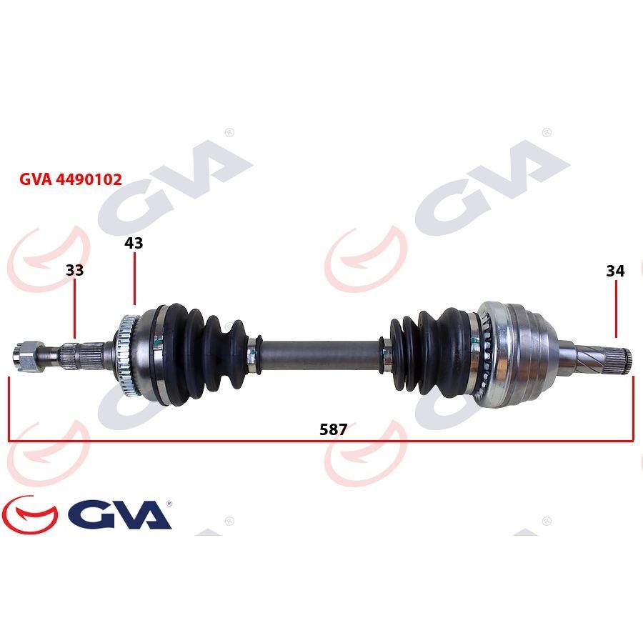 GVA KOMPLE AKS SOL VECTRA A 1.8-2.0 88-95 -ASTRA F 92-98 -CALIBRA A 89-97 ABS Lİ 43DİŞ 587MM (374010)