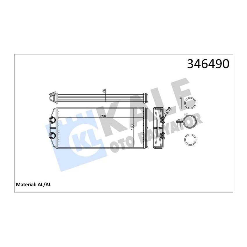 KALE RADYATOR KALORİFER RADYATÖRÜ PARTNER 08 BERLINGO 08 1.6 HDI-VTI P407 04 C4 06 C5 08 1.6 HDI-THP 290X129X26 AL (6448.Q6)