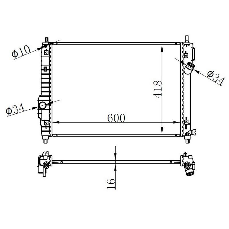 ORIS RADYATOR BRAZİNG MT 600X418X16 KALOS/ AVEO 1.2İ/1.6İ 05 (95227749)