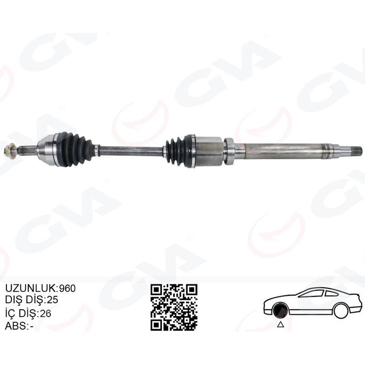GVA ÖN AKS KOMPLE SAĞ TRANSIT CONNECT 1.8 TDCI 02>14 75-90-110PS 960MM (2T143B436AH)