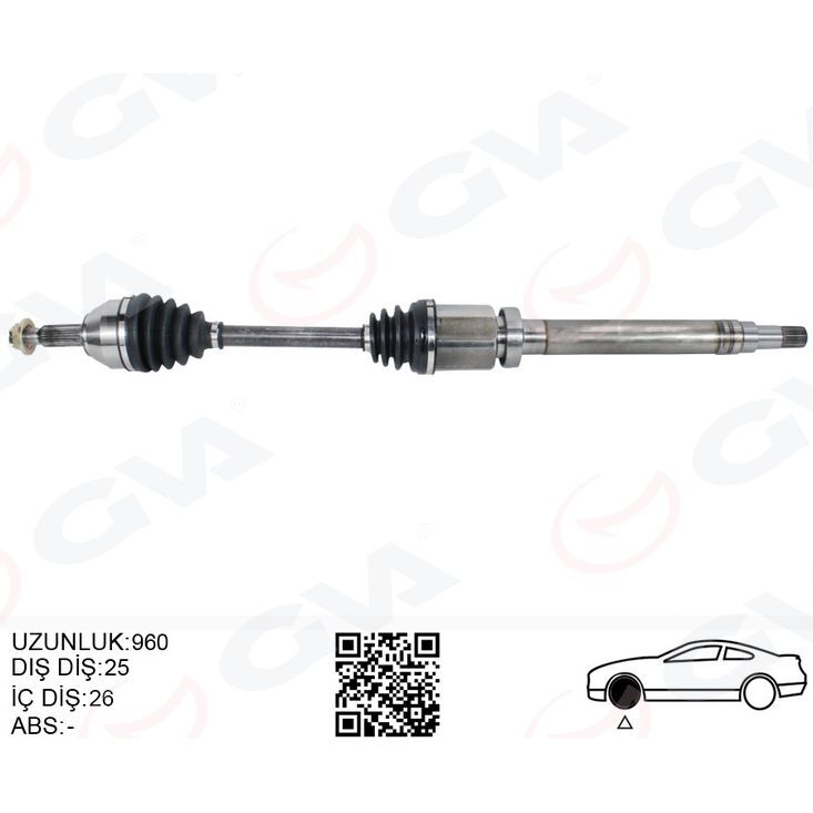 GVA ÖN AKS KOMPLE SAĞ TRANSIT CONNECT 1.8 TDCI 02>14 75-90-110PS 960MM (2T143B436AH)