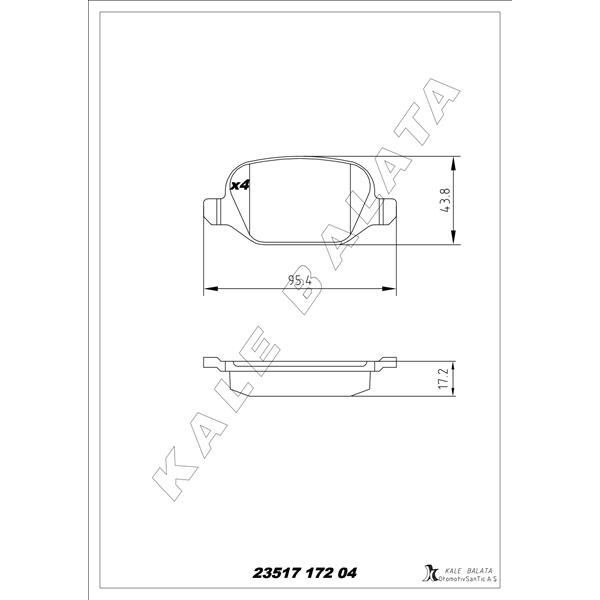KALE BALATA ARKA FREN BALATASI ALFA ROMEO MITO 09> FIAT LINEA 09> 1.3JTD 1.4TJET 1.6JTD FİŞSİZ (71770108)