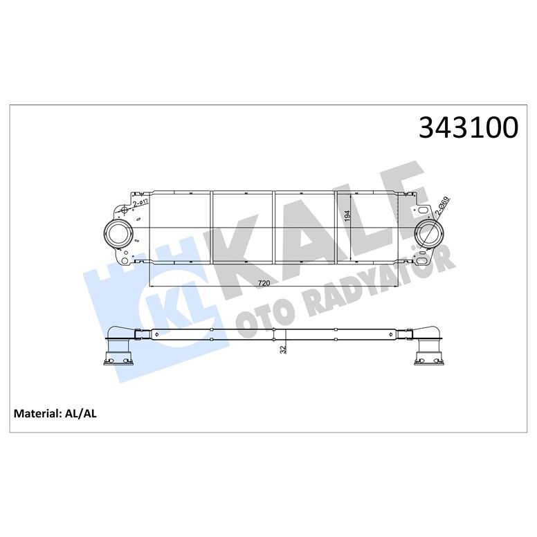 KALE RADYATOR TURBO RADYATÖRÜ INTERCOOLER VW TRANSPORTER T5 AL/PL/BRZ 720X194X27 (7H0145804A)
