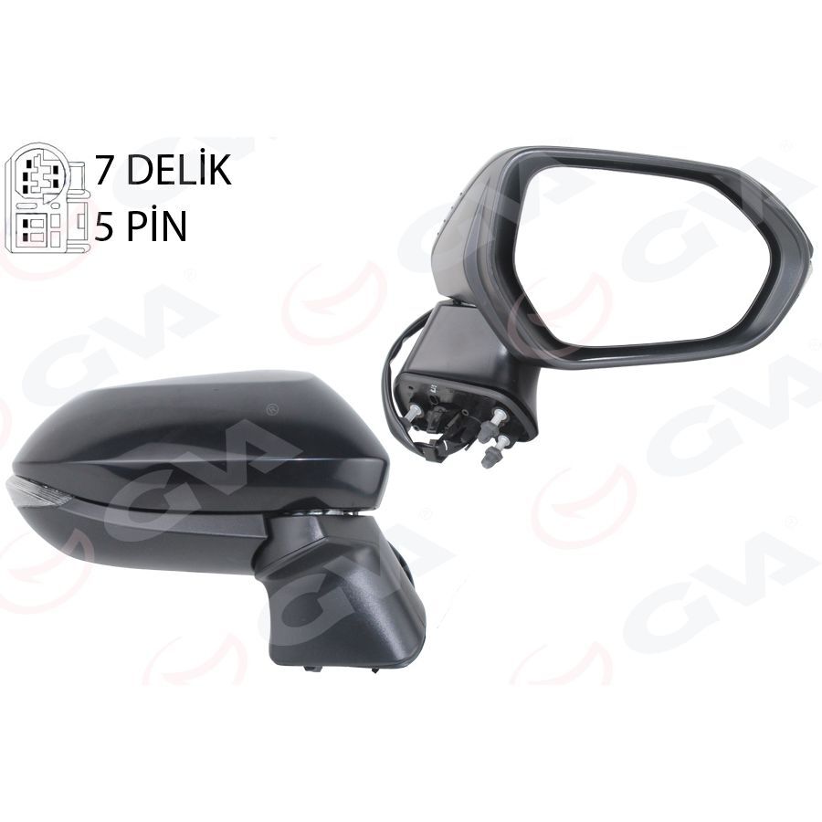 GVA DIŞ DİKİZ AYNASI SAĞ ELEKTİKLİ SİNYALLİ KONV SİYAH 5 PİN Lİ TOYOTA COROLLA 19- (8791002924)