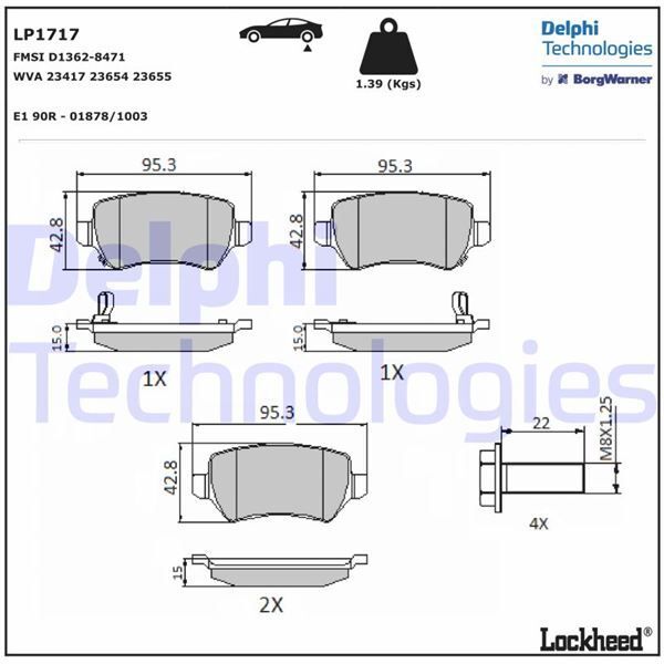 DELPHI ARKA BALATA ASTRA G 98 >ASTRA H 03.05 > -MERIVA 05.03 > ZAFIRA 00 > COMBO 09.02 > (1605086)