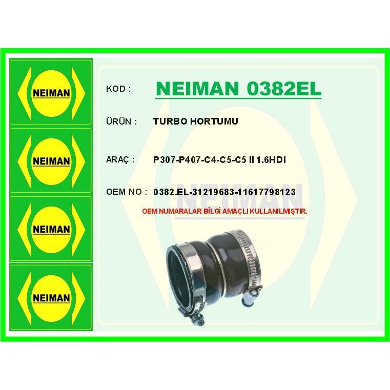 BESCHER TURBO HORTUMU P307-P407-C4-C5-C5 II 1.6HDI (0382.EL)