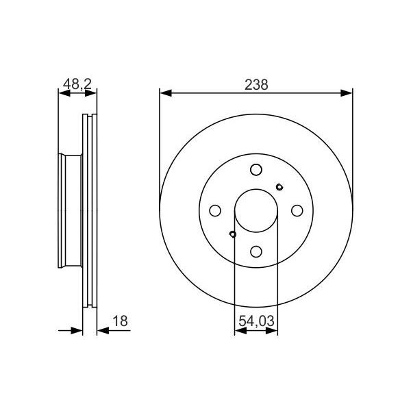 BOSCH ÖN FREN DİSKİ HAVA KANALLI TOYOTA COROLLA 1.3L 2E EE90. EE100 88-98 1.6L 4A-F AE92 88-91 238 ÇAP X 4 BİJON - ADET DISK FIYATIDIR (4351212290)