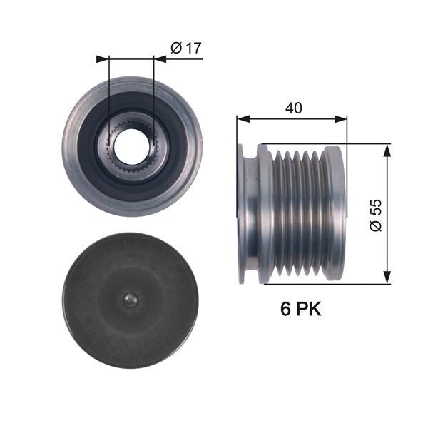 GATES ALTERNATÖR KASNAĞI RULMANLI CADDY IV-GOLF 7-PASSAT 14>A3 12>A4 13-15 IBIZA 08-10 LEON 13>OCTAVIA (03G903119B)