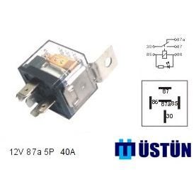 USTUN MİNİ ROLE ŞEFFAF 12V 5P 40A 87A
