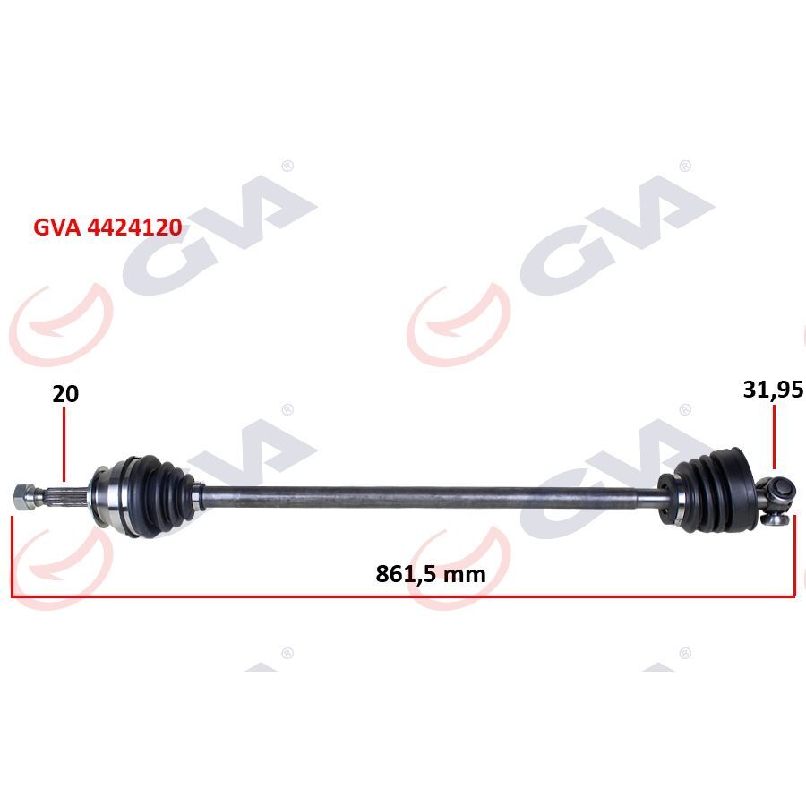 GVA KOMPLE AKS SAĞ UNO 70 1.4I 94-00 861.5MM (7682656)