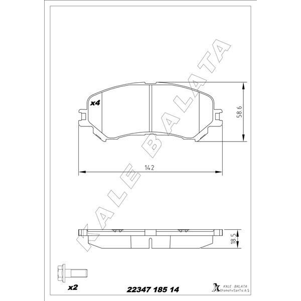 KALE BALATA ÖN FREN BALATASI RENAULT MEGANE IV 15> SCENIC IV 16> TALISMAN 15> ESPACE V 15> 1.2TCE 1.3TCE 1.5DCI 1.6DCI (410606124R)