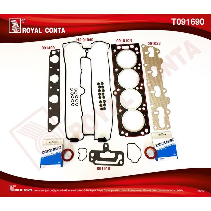 ROYAL ÜST TAKIM CONTA VECTRA B 96 02 ASTRA F 95 98 OMEGA B 94 99 VECTRA A 92 95 2.0 16V X20XEV 136HP KEÇELİ-SUBAP LASTİKLİ (1606770)