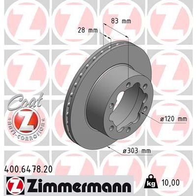 ZIMMERMANN FREN DISKI ARKA MERCEDES SPRINTER B906 B907 . VW CRAFTER 30-35-50 CIFT TEKER (2E0615601)