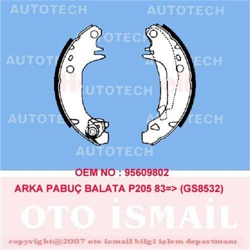 AUTOTECH ARKA PABUÇ BALATA CITROEN VISA 1.6GTİ 1.7D 180X32 GS8532 (95609801)