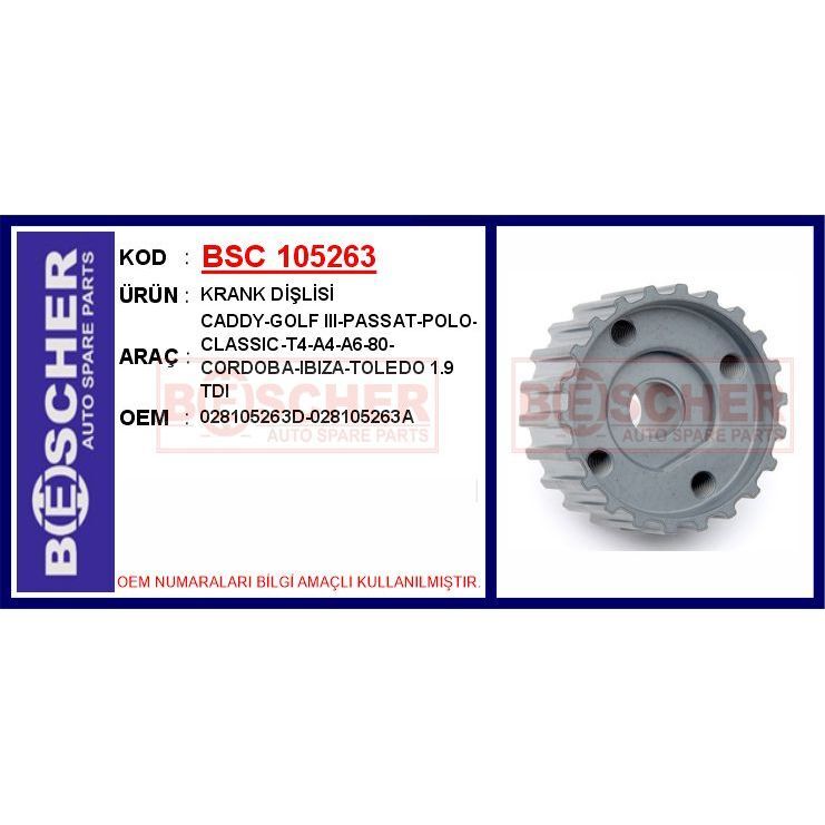BESCHER KRANK DİŞLİSİ CADDY-GOLF III-PASSAT-POLO-CLASSIC-T4-A4-A6-80-CORDOBA-IBIZA-TOLEDO 1.9 TDI (028105263A)