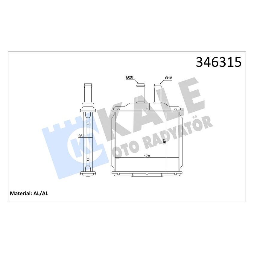 KALE RADYATOR KALORİFER RADYATÖRÜ DAEWOO NUBIRA 1.6L F16D3 J200 03-> / CHEVROLET LACETTI J200 05-> - ALEMİNYUM (P96554446)