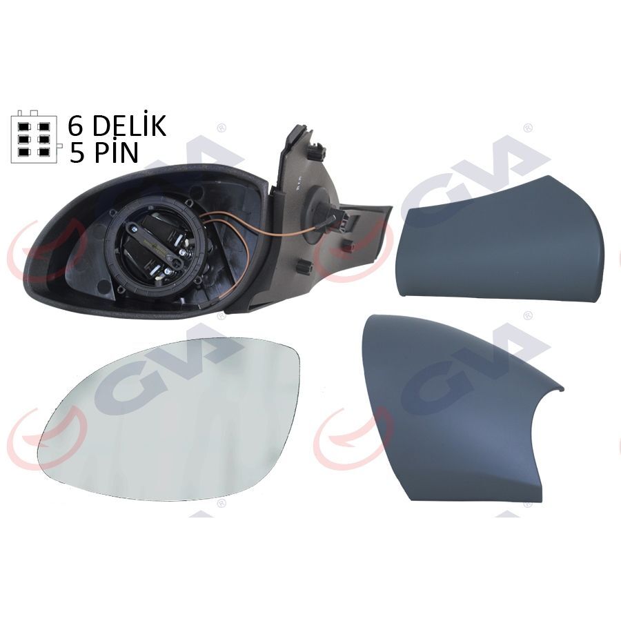 GVA DIŞ DİKİZ AYNASI SOL VECTRA B 96> ELEKTRİKLİ ISITMALI KONVEKS 5 FİŞ VM-166EHL 1428717 (1428657)