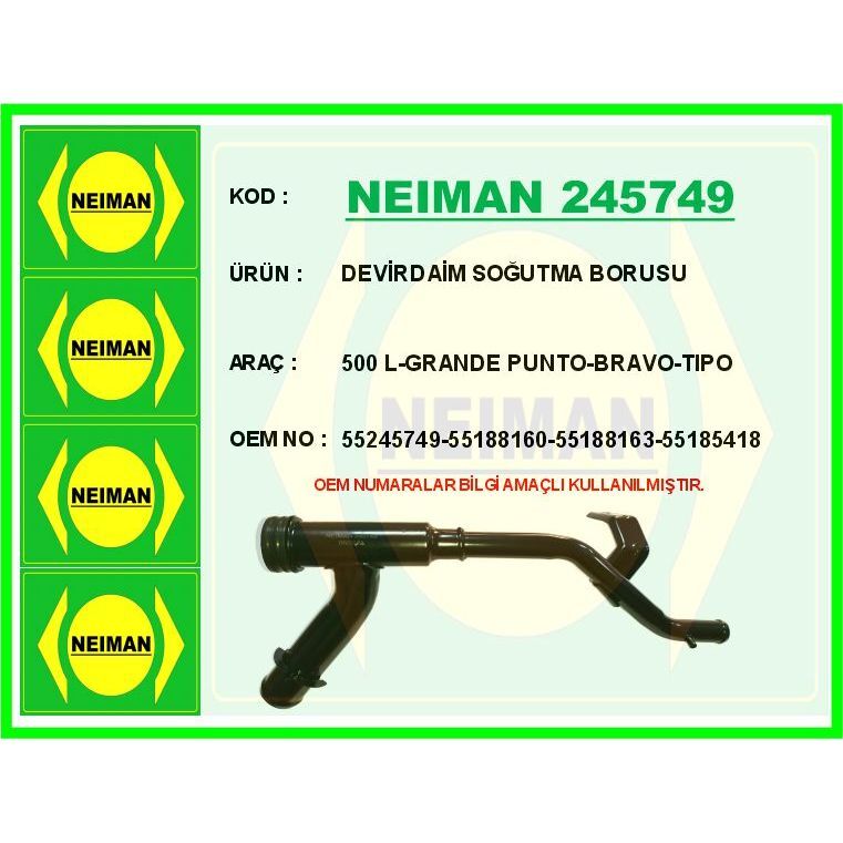 BESCHER DEVİRDAİM SOĞUTMA BORUSU 500 L-GRANDE PUNTO-BRAVO-TIPO (55188160)