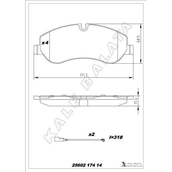 KALE BALATA ÖN BALATA FORD TRANSIT V363 14> -TRANSIT CUSTOM 2.2 TDCI 12> KABLOLU (1842632)