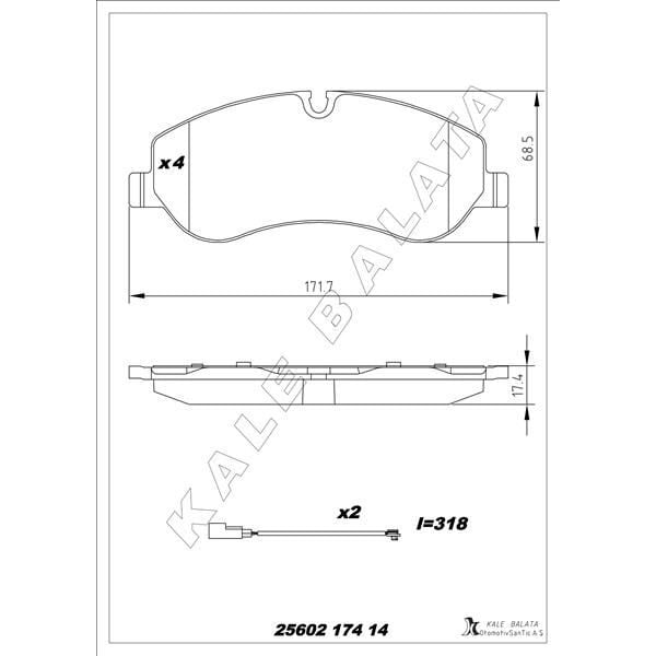 KALE BALATA ÖN BALATA FORD TRANSIT V363 14> -TRANSIT CUSTOM 2.2 TDCI 12> KABLOLU (1842632)