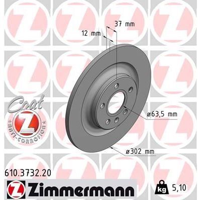 ZIMMERMANN ARKA FREN DİSKİ VOLVO XC40 536 2017 >2021 > CAP 302X 5 BIJON 16 İNÇ 0986479G98-DF6970 (31471477)