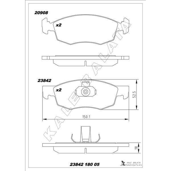 KALE BALATA ÖN BALATA DOBLO 01 > ALBEA PALIO 96 > (55170904)