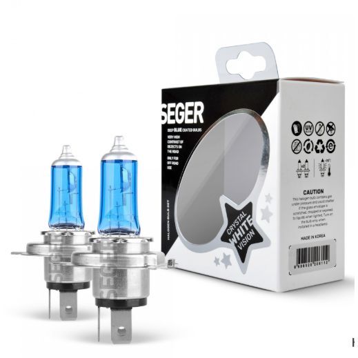 SEGER AMPUL H4 12V 100/90W P43T CRYSTAL WHİTE YÜKSEK GÜÇ. 4.500K BEYAZ IŞIK P43 TIRNAKLI