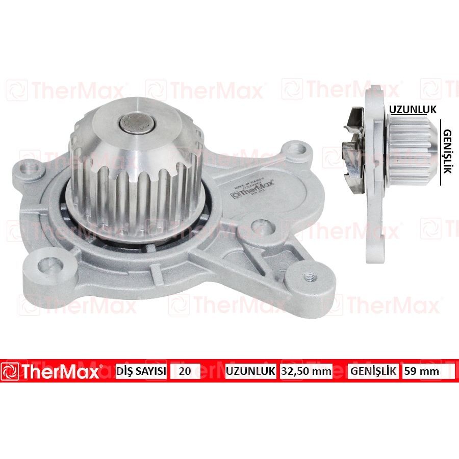 THERMAX DEVİRDAİM SU POMPASI HYUNDAI ACCENT GETZ 1.5L D3EA CRDİ 02-05 / SANTAFE 2.2L CRDİ 06-09 / SONATA 2.0L D4EA CRDİ DİZEL 06-11 (2510027000)