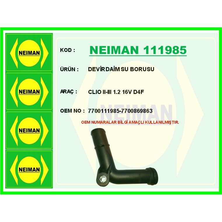 BESCHER DEVİRDAİM SU BORUSU CLIO II-III 1.2 16V D4F (7700111985)