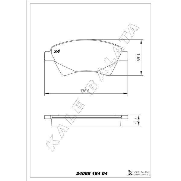 KALE BALATA ÖN FREN BALATASI RENAULT MEGANE II 02> KANGOO 01> SC NIC II 03> GRAND SC NIC II 03> 1.5DCI 1.6 1.9DC (7701208122)