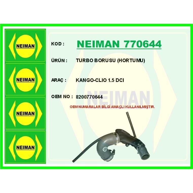 BESCHER TURBO BORUSU HORTUMU KANGO-CLIO 1.5 DCI (8200770644)