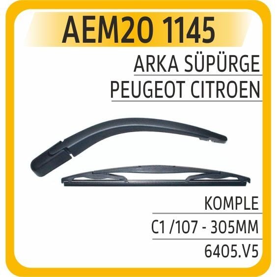 AEM ARKA SİLECEK KOLU SÜPÜRGESİ KOMPLE CITROEN C1-PEUGEOT P107 - 305MM (6405V5)