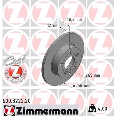 ZIMMERMANN ARKA FREN AYNASI CADDY III-GOLF-V-VI-PLUS-JETTA III-ALTEA 04 A3 03 TOLEDO III-OCTAVIA 04 256X12X9DL 986479155-986479B78-DF4271 (1K0615601AC)