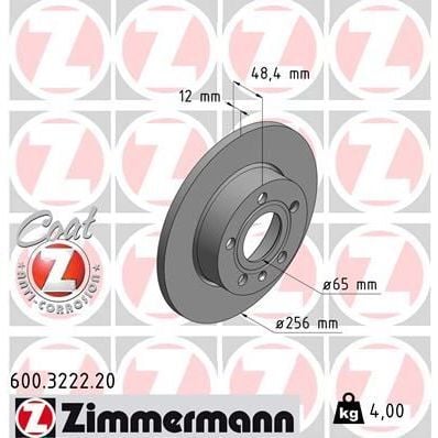 ZIMMERMANN ARKA FREN AYNASI CADDY III-GOLF-V-VI-PLUS-JETTA III-ALTEA 04 A3 03 TOLEDO III-OCTAVIA 04 256X12X9DL 986479155-986479B78-DF4271 (1K0615601AC)