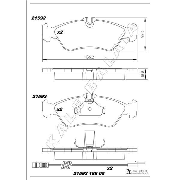 KALE BALATA FREN BALATASI ARKA MERCEDES SPRINTER B901>B904 . VW LT 28-35-46 (2D0698451)